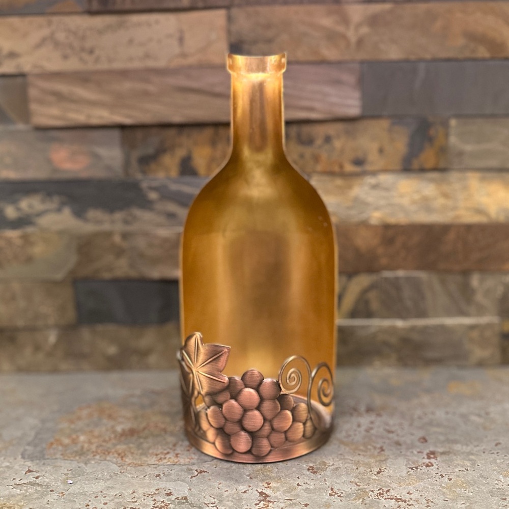 Bath & Body Works Wine Bottle Candle Holder with Grapes and Designs